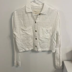 Aeropostale Cropped Long Sleeve Button Up